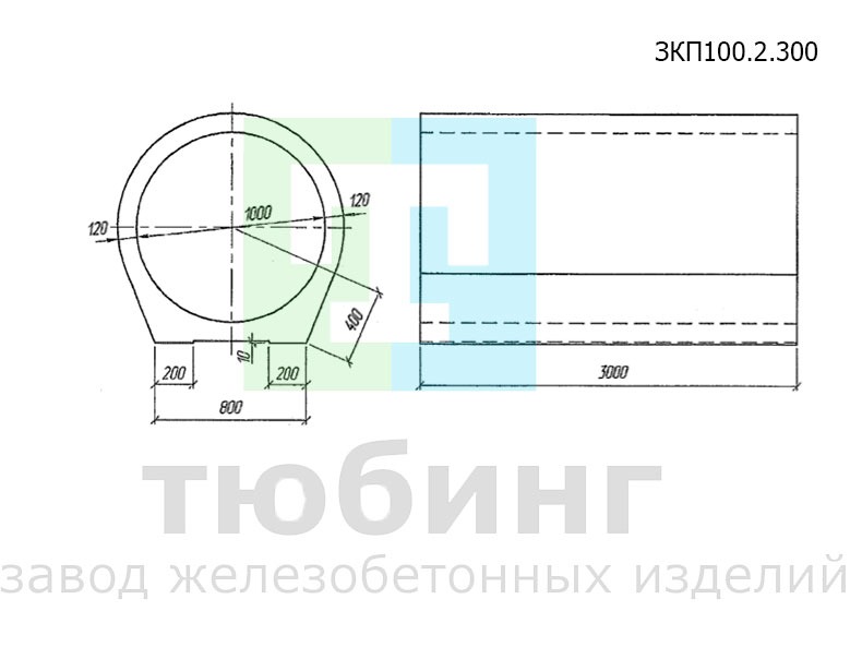 Звено круглое с плоским основанием ЗКП100.2.300 по шифру 2175РЧ, вып.1-1