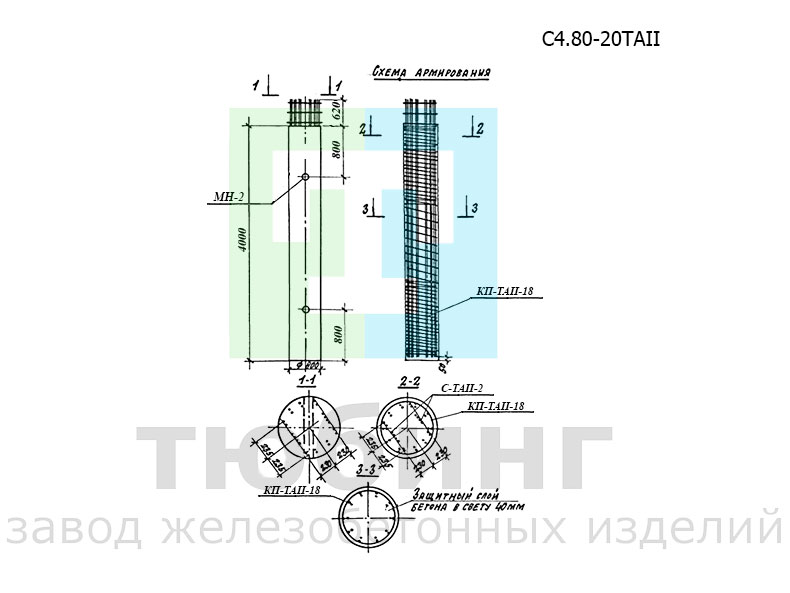 Стойка С4.80-20ТAII по серии 3.503.1-100, вып.3